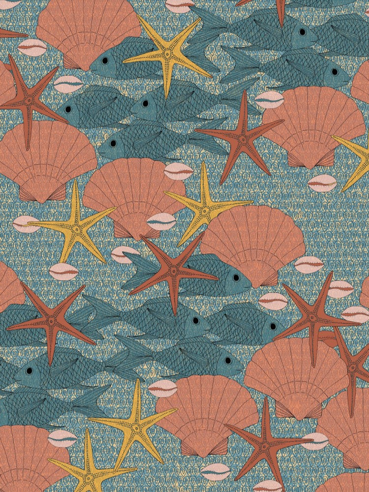 Echantillon Papier peint Wax Fonds Marins