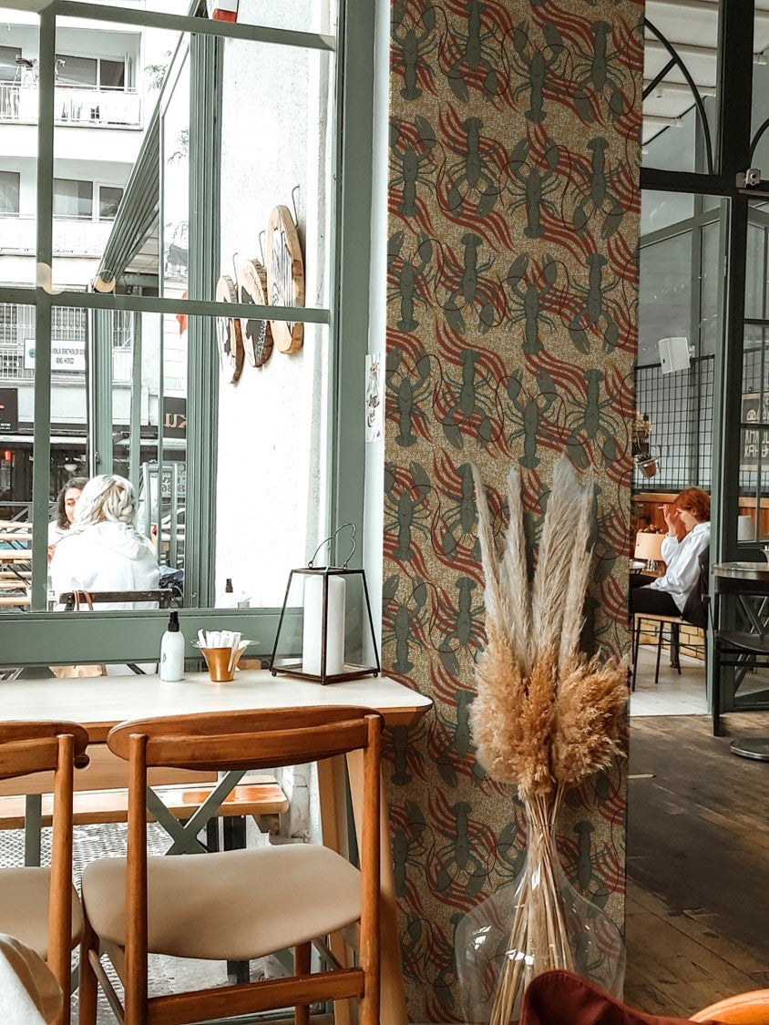 Echantillon Papier peint Wax Bonjour Homard !