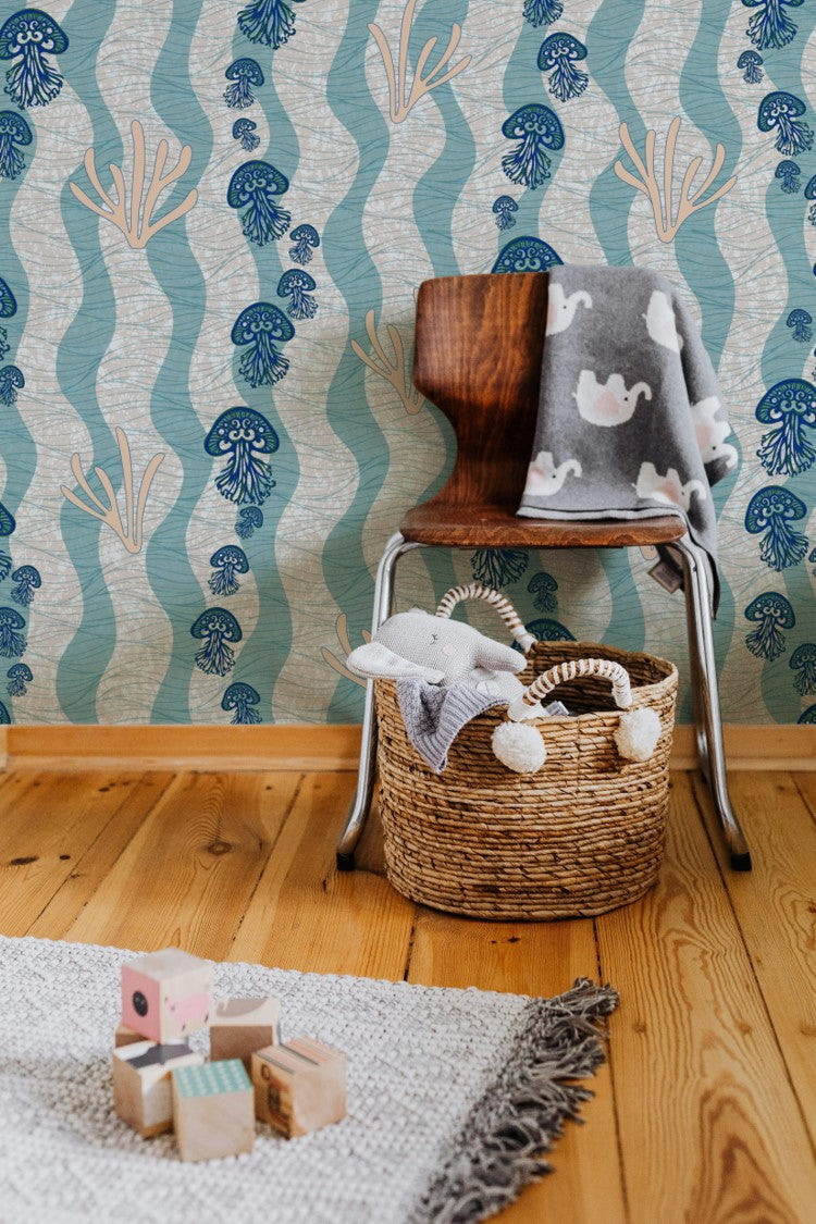 Echantillon Papier peint Wax Médusettes