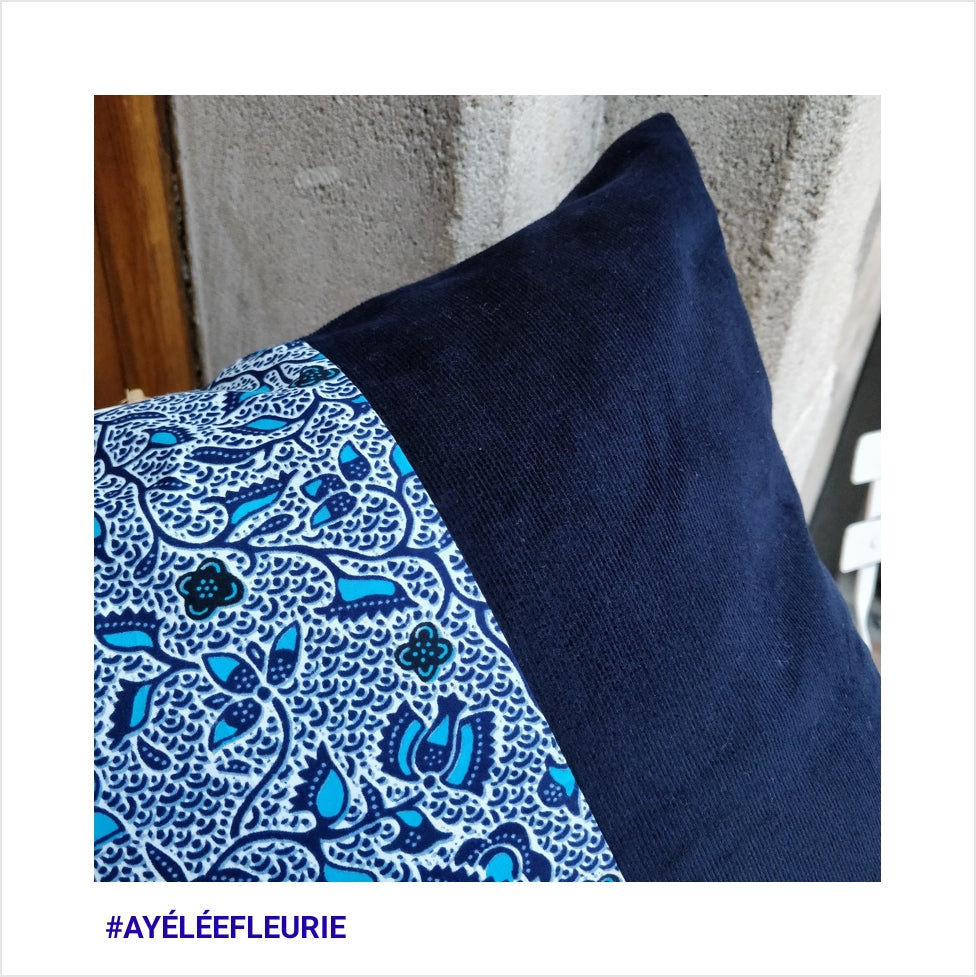 Bleue Ivy Velvet, Coussin déco