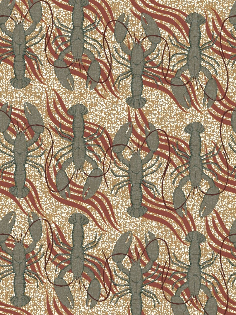 Echantillon Papier peint Wax Bonjour Homard !