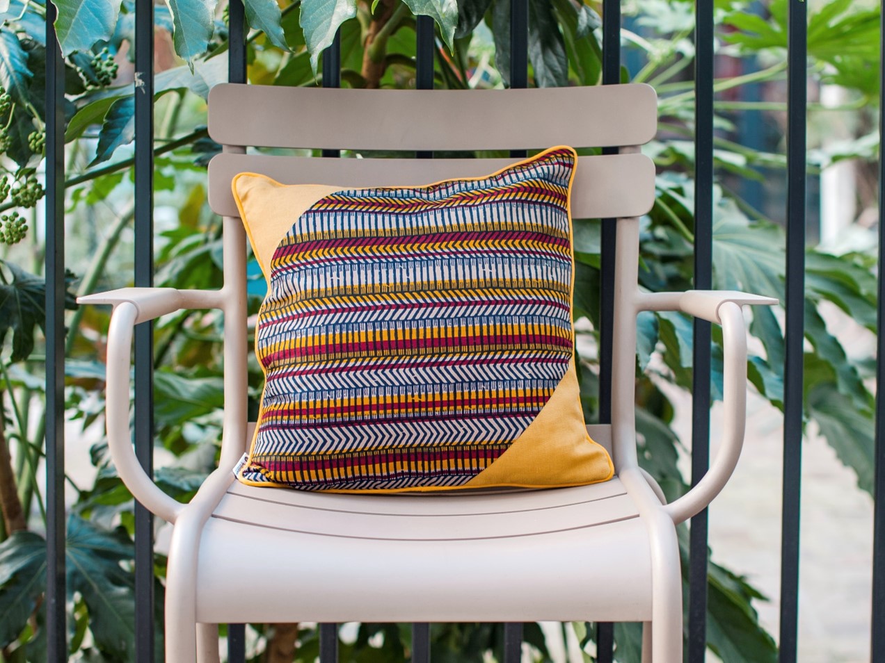 Coussin Chevrons Jaune Mustard